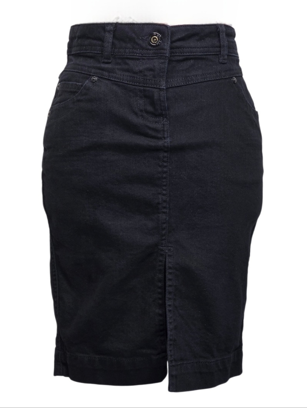 Women's Black High-Rise A-Line Denim Skirt
